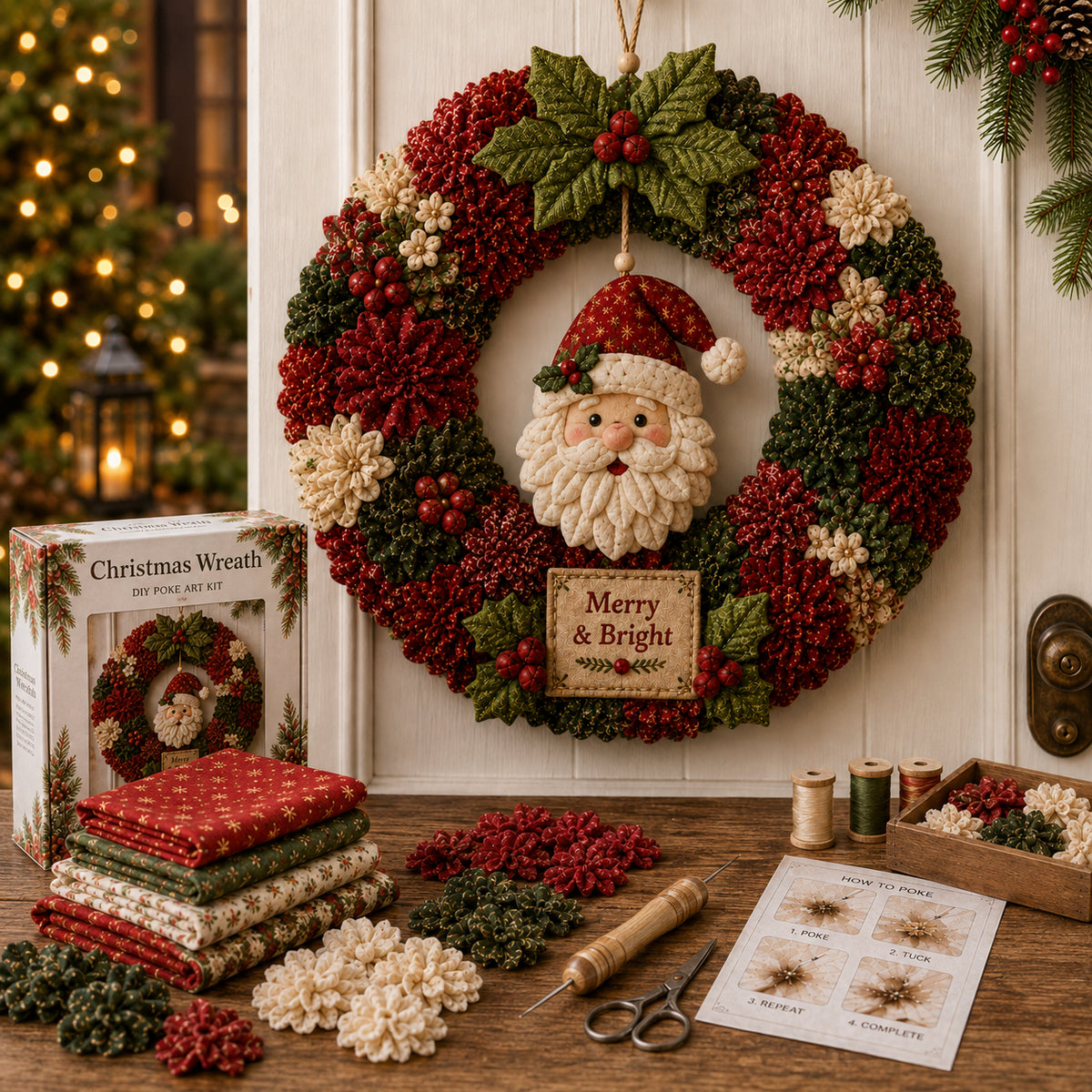 🔥49% Off Last Day - 3D Fabric Poke Wreath DIY Kit