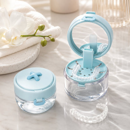 💧Portable Retainer and Denture Cleaning Case with Magnetic Lifting Tray