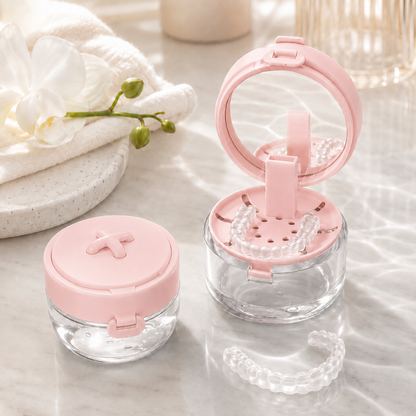 💧Portable Retainer and Denture Cleaning Case with Magnetic Lifting Tray