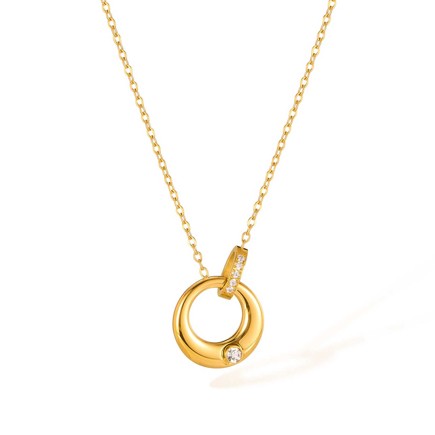 Double Ring Titanium Steel Necklace