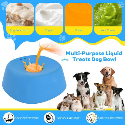 🧡Slow Feeder Dog Bowls for Liquid Treat, [Built-in Rolling Ball] No Spill Bone Broth Dog Licking Bowl, Multi-Purpose Puppy Yogurt Feeder Bowl for All Breeds Dietary Supplement/Post-op Nutrition Feeding-JKL
